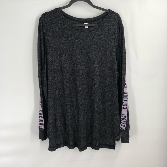 SLEEP BY CACIQUE Long Sleeve Top Lounge Comfy Spellout Logo Stretch Plus Size 18 - Picture 2 of 8
